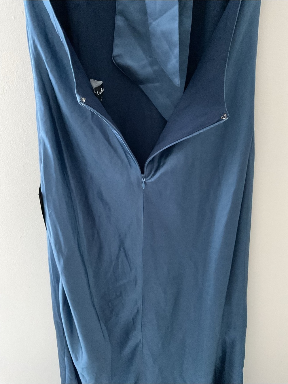 Lulus Exceptional Status Blue Halter Backless Slip Satin Tie-Neck Midi Dress NWT - Picture 11 of 15